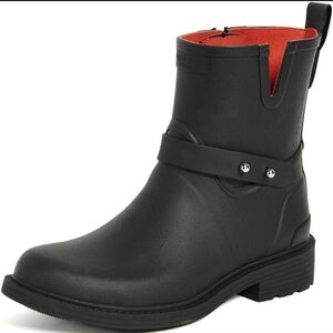 Rag and Bone Black Moto Rain Boots